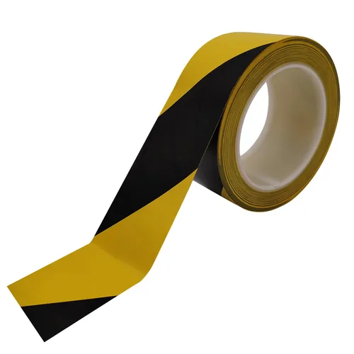 Vista 2 de Cinta de seguridad de advertencia de peligro negro y amarillo • 2 pulgadas x 100 pies - Ideal para paredes, pisos, tuberías y equipos - Garantiza