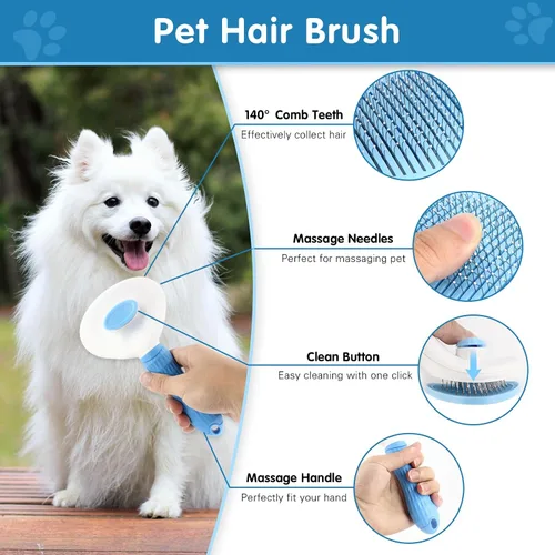 Vista 3 de Cepillo para perros Kit de aseo para perros, 6 cepillos para perros para pelar y pelar, peine desengrasante para perros, cortaúñas para gatos