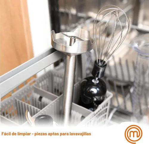Vista 6 de MasterChef Batidora de Inmersión de Mano con Batidor Eléctrico y Accesorios de Espumador de Leche, Batidora de Mano de Acero Inoxidable para Hacer