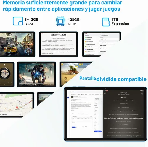 Vista 3 de DMOAO Tablet 2026 Tabletas Android de 11 pulgadas con 128 GB + 20 GB de almacenamiento grande, Octa-Core 2.0Ghz, 8000mAh, carga rápida de 18 W, WiFi