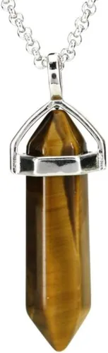 Vista 4 de 1 collar con colgante de bala de piedra preciosa natural, piedra de cristal curativo, cuarzo, reiki, chakras, roca energética, 18 pulgadas