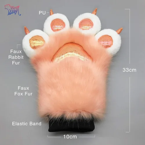Vista 3 de Furryvalley Fursuit Paws - Guantes parciales peludos de garra esponjosa para disfraz de oso león para niños y adultos (naranja caramelo), Baby