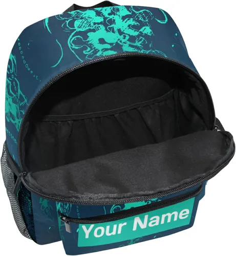 Vista 5 de AUUXVA Mochila infantil personalizada para niñas y niños, mochilas casuales para niños, mochila escolar personalizada con nombre para niños, medusa