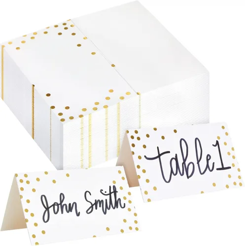 Vista 10 de BEST PAPER GREETINGS Paquete de 100 tarjetas de lugar de papel con borde Borde dorado