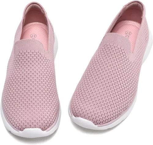 Vista 5 de Zuwoigo Zapatos de senderismo para mujer, cómodos, sin cordones, informales, transpirables, para entrenamiento, gimnasio, trabajo, tenis