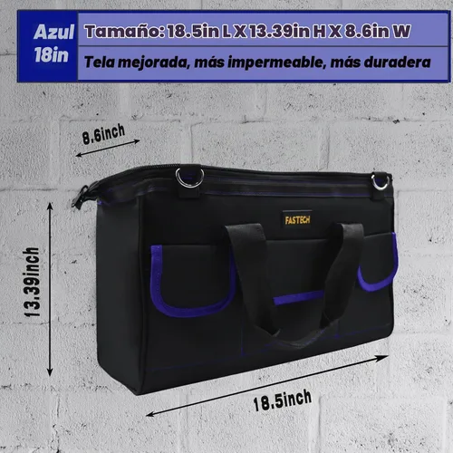 Vista 2 de FASTECH Bolsa de herramientas de 18 pulgadas, kit de herramientas de boca ancha impermeable, organizador de bolsa de herramientas resistente