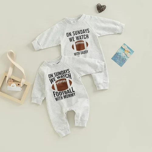Vista 7 de Honganda Enterizo de fútbol para bebés y niñas con diseño divertido de papá