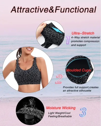 Vista 3 de RUNNING GIRL - Brasier deportivo de alto impacto para mujer, brasier de espalda cruzada, brasier de entrenamiento, brasier de yoga de línea larga