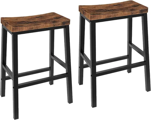 Vista 9 de HOOBRO Taburetes de bar, juego de 2 sillas de bar, taburetes de silla de montar de 23.6 pulgadas, taburetes de encimera de cocina con reposapiés