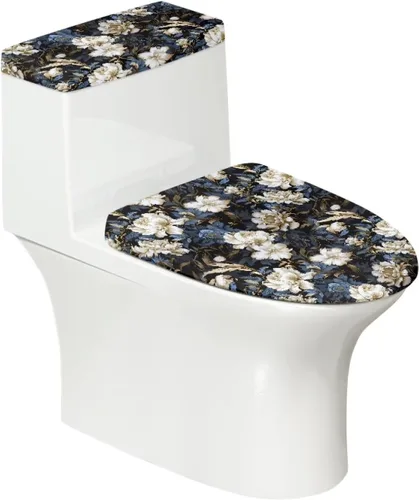 Vista 30 de Flashideas Juego de cubierta para tanque y tapa de inodoro con estampados de patas de perro coloridas - Elástico, se adapta a la mayoría de tanques