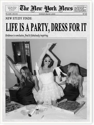 Vista 11 de Arte de revista de periódicos feministas: impresión en lienzo en blanco y negro para decoración de dormitorio Y2K, pared de carrito de bar