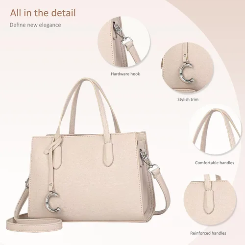 Vista 6 de NICOLE & DORIS Bolsos de mujer elegantes con asa superior para mujer, bolsos de hombro de piel sintética impermeable