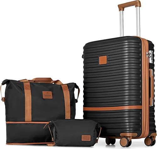 Vista 15 de Juego de maletas Joyway de 3 piezas, juego de maletas extensibles de cabina con rueda giratoria, juego de maletas de carcasa dura con candado TSA