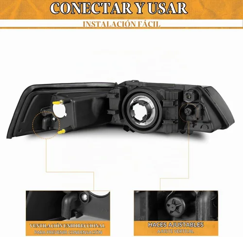 Vista 4 de WEELMOTO - Conjunto de faros halógenos para Ford Mustang V6/GT 1999-2004 Clear Lens Black Housing Amber Reflector, Left Driver+Right Passenger