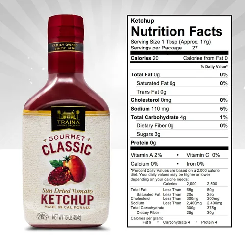 Vista 2 de Traina Home Grown Gourmet Classic Ketchup - Sin jarabe de maíz, sin OMG, botella de 16 onzas