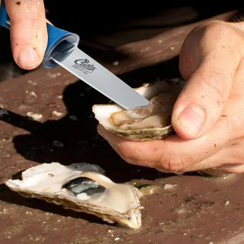 Vista 6 de Cuda 3 1/2" cuchillo de titanio unido Shucking, azul, (18182)