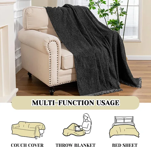 Vista 7 de MEETSKY Funda Negra de Silla de Tamaño Grande, Funda de Chenilla para Sillón/Sofá de 1 Cojín para Perro, Fundas de Sofá Protector de Muebles