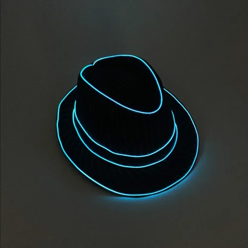 Vista 2 de Sombrero de jazz intermitente Fedora para actuación en escenario Halloween vestido de fantasía fiesta temática 1.5V LED