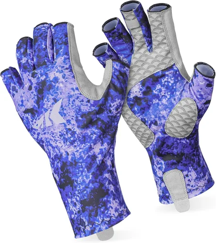 Vista 13 de KastKing La Sal Guantes de pesca UPF50+ Guantes de sol Guantes de protección UV Guantes sin dedos para hombres y mujeres para exteriores, kayak