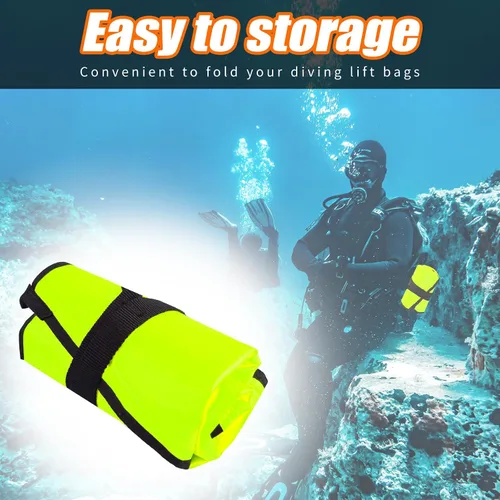 Vista 5 de Scuba Lift Bag, 70lb Diving Lifting Bag with Over Pressure Valve High Visibility Salvage Bag with Open Bottom, Reflective Strip, Nylon Webbing and