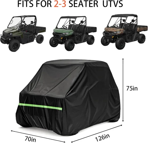 Vista 7 de Funda para UTV de 2 a 3 plazas, 600D resistente, 126 x 70 x 75 pulgadas Waterproof, Windproof, UV Resistant, Reflective Strips, Compatible with