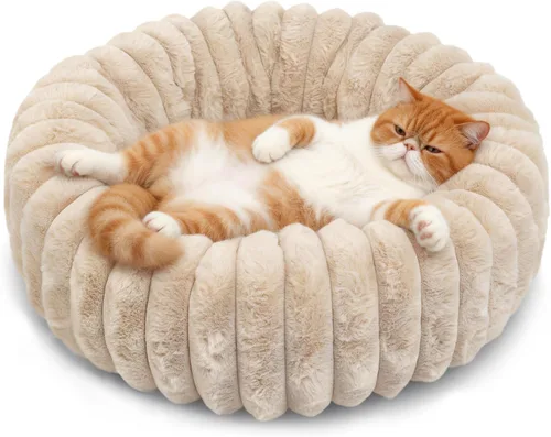 Vista 10 de Mini Dog Bed for Very Small Dogs & Cats Washable, Fluffy Round Extra Small Kitten Beds for Indoor Kittens, Ultra-Soft Tiny Puppy Cat Donut Bed for