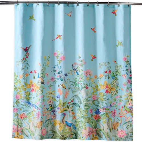 Vista 10 de Maison d' Hermine Cortina de ducha 100% algodón, un panel, 70 x 72 pulgadas, cortinas de ducha de tela lavable para baño, fácil de colgar con 12