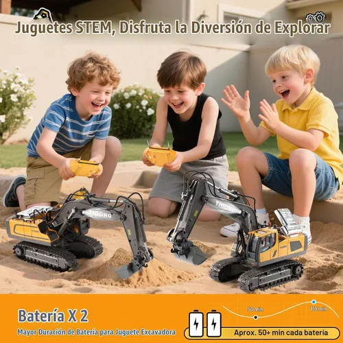 Vista 3 de LUDILO Juguetes de excavadora a control remoto para niños de 6 años