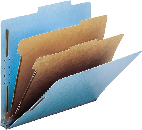 Vista 3 de Carpetas de clasificación azules Smead para documentos, tamaño carta, expansión de 2 pulgadas, 2 divisores, tablero prensado duradero para archivos