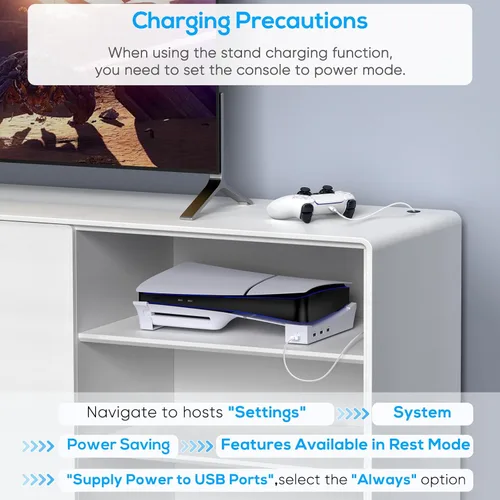 Vista 6 de KOVA Soporte horizontal para consola PS5 Slim con concentrador USB de 4 puertos, accesorios de soporte base para Playstation 5 2023 y edición