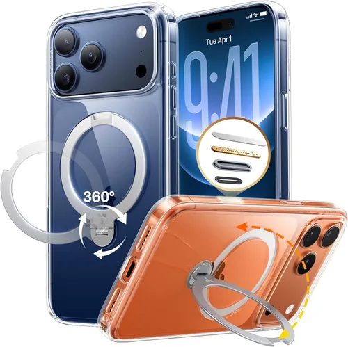 Vista 7 de TORRAS Q3 Spin - Funda para iPhone 14 Pro Max con soporte magnético 360, color negro