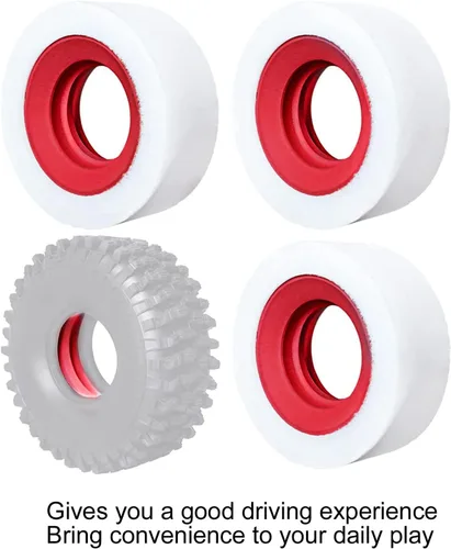 Vista 3 de 4 piezas de espuma para neumáticos RC, esponja suave de doble etapa de 2.2 pulgadas, espuma para neumáticos RC para 1/10 1/8 RC Crawler (rojo)