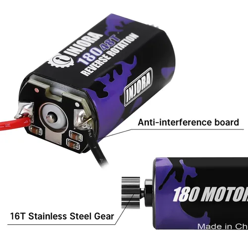 Vista 3 de INJORA Motor cepillado 48T 180 con piñón de acero inoxidable para actualización 1/18 1/24 FMS FCX18 FCX24 (INM14)