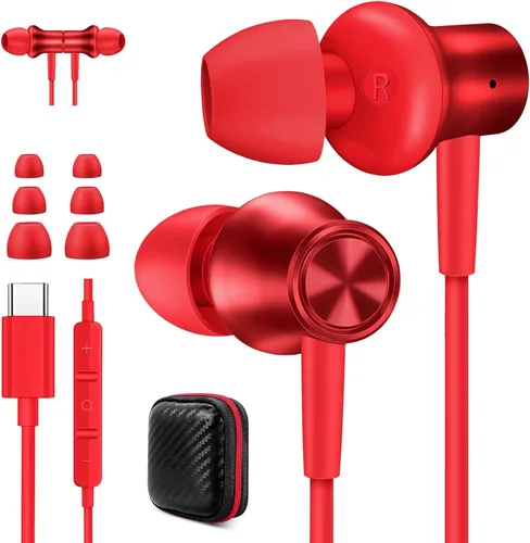 Vista 12 de Jiunai - Auriculares USB C para iPhone 18 Pro tipo C con micrófono negro Negro dorado
