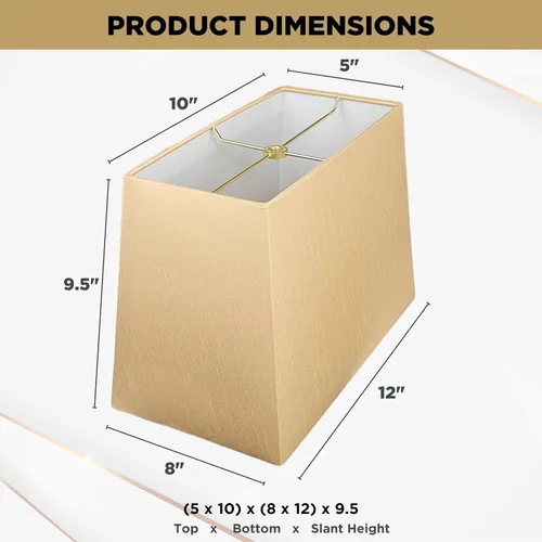Vista 2 de Royal Designs, Inc. HB-613-12AGL Pantalla para lámpara de tapa dura rectangular, (5 x 10) x (8 x 12) x 9.5, Oro Antiguo