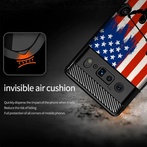 Vista 4 de Case Compatible with [Google Pixel 6A (2022) / Pixel 6A Case] Slim TPU Carbon Fiber Accent Scratch and Drop Protector USA Sporst Flag Theme