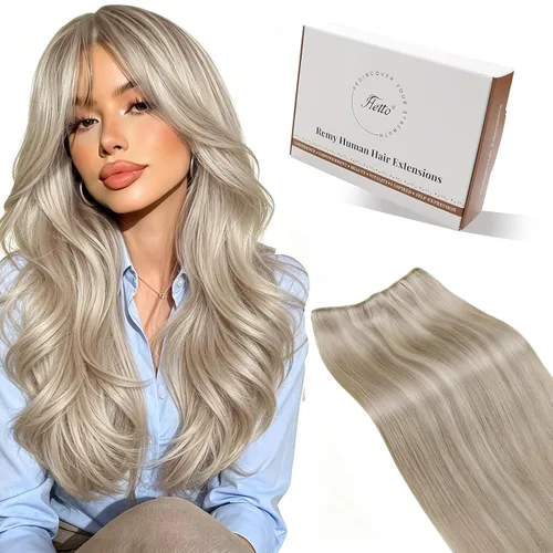 Vista 12 de Hetto - Extensiones de cabello humano real para coser, color negro azabache, #1, 12 pulgadas, 2.47 onzas Adhesivo suave, fuerte, uso diario