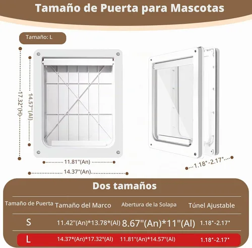 Vista 3 de Puerta de plástico para perro que nunca se oxida con solapa magnética transparente suave y panel de cierre a presión, puerta de mascotas con bloqueo