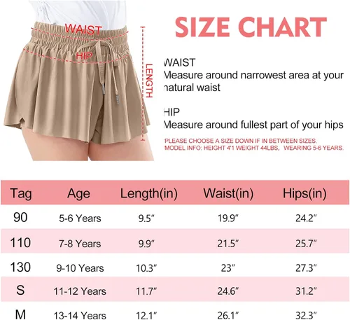 Vista 6 de Pantalones cortos fluidos para niñas, pantalones cortos de mariposa para niños, pantalones cortos deportivos para niños pequeños, faldas de tenis 2