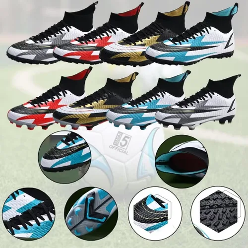 Vista 4 de Tacos de fútbol para hombre y mujer, tenis de fútbol de alta calidad, botas TFFG Spike para adultos