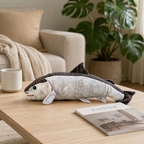 Vista 6 de Juguete de peluche realista de salmón atlántico, muñecas para niños, 17 pulgadas