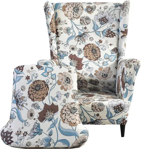 Vista 48 de CRFATOP Fundas para silla de alas estampadas, 2 piezas, elásticas con respaldo de ala, fundas de tela de elastano con respaldo de ala, fundas
