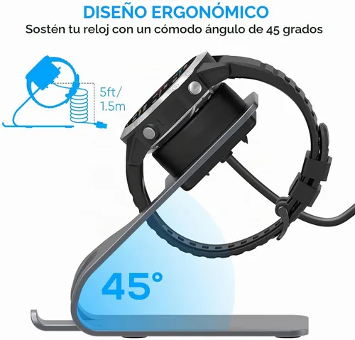Vista 2 de Base de carga magnética USB de 5 pies para Garmin Fenix Venu Forerunner Instinct Compatible con Instinct, Vivoactive 3/4, Fenix 5/6, Venu