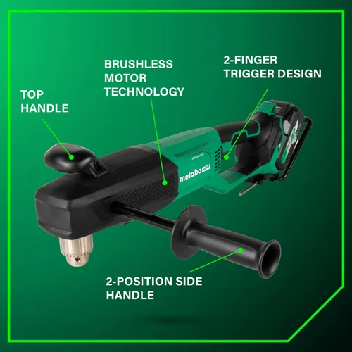 Vista 6 de Metabo HPT - Kit de taladro inalámbrico de ángulo recto de 36 V, portabrocas de 1/2 pulgada, D36DYA