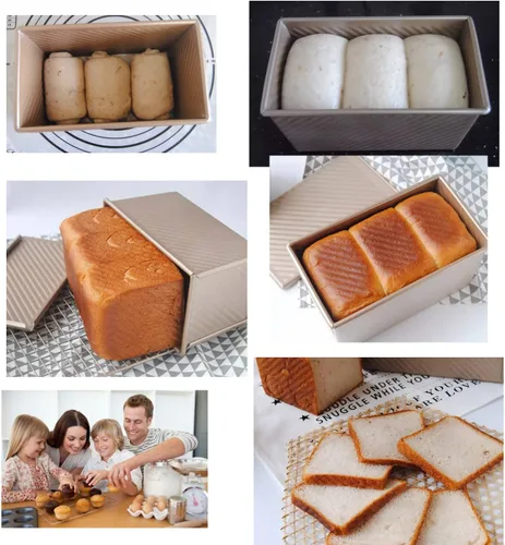 Vista 6 de monfish Pullman - Molde para pan con tapa, molde para tostadas de pan, bandeja de pan corrugado con tapa de 1 libra de masa de acero alluminumado