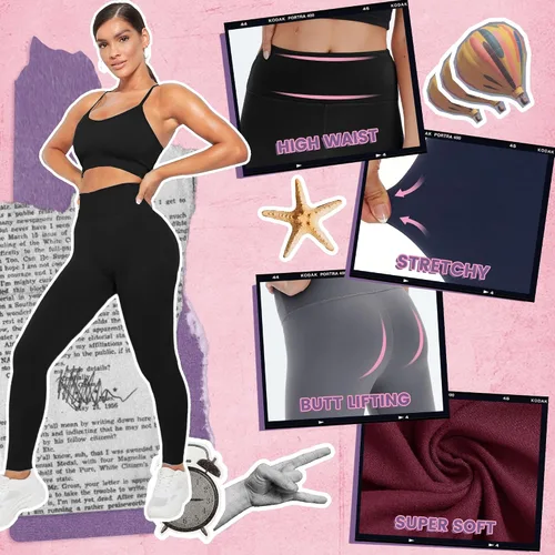 Vista 4 de CAMPSNAIL Paquete de 4 leggings para mujer, pantalones de yoga de cintura alta con control de abdomen con bolsillos para entrenamiento, gimnasio