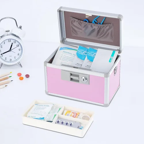 Vista 4 de xydstay Caja de Almacenamiento de Medicamentos, Caja de Almacenamiento de Primeros Auxilios y Medicamentos Segura, Gabinete Diario de Medicamentos