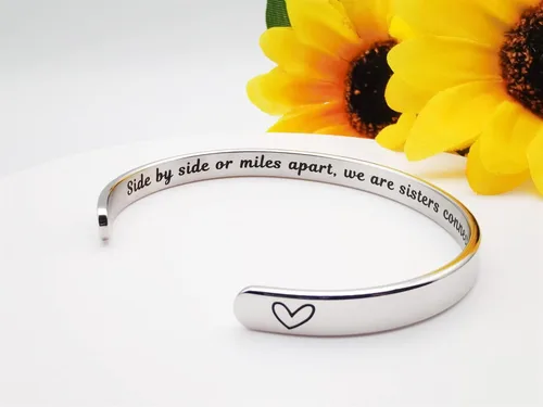 Vista 11 de Pulseras inspiradoras para mujer, joyería de acero inoxidable, con refranes, pulsera motivacional con mensaje oculto, pulseras grabadas para mejor