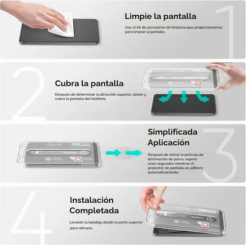 Vista 5 de FLOLAB NanoArmour ONETIME - Protector de pantalla de vidrio templado para Samsung Galaxy S25+ Plus / S24+ Plus, 2 unidades, compatible