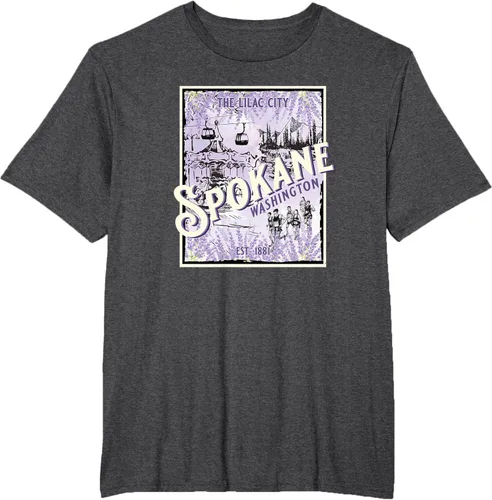 Vista 13 de Camiseta vintage Spokane Washington The Lilac City Carousel Waterfall, Negro